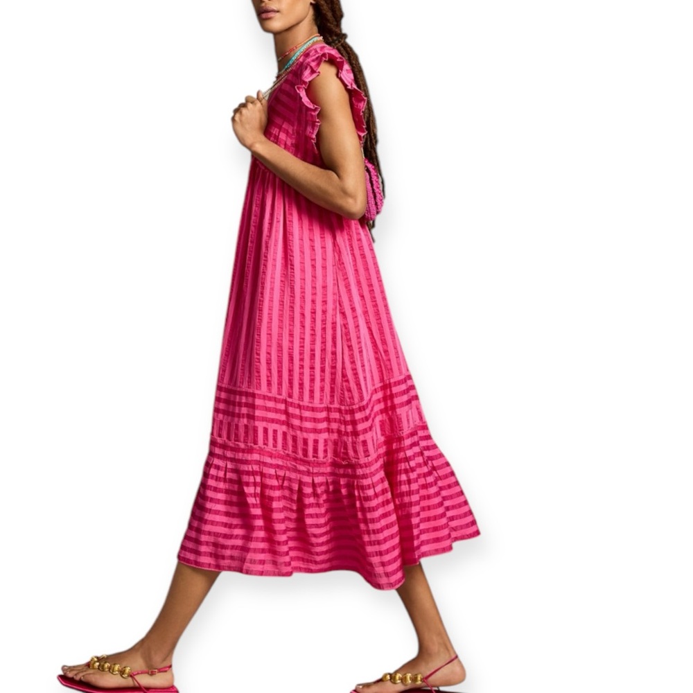 Anthropologie Pink Flutter Sleeve Dress - Picture 10 of 13